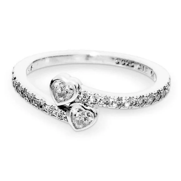 Pandora Jewelry Pandora Two Sparkling Hearts Ring Poshmark